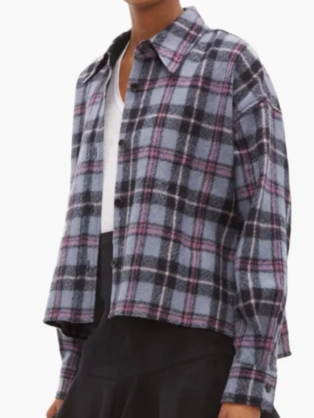 Isabel Marant Women's 100% Virgin Wool Blue Purple Grey Tartan Shirt EU 34/US 2